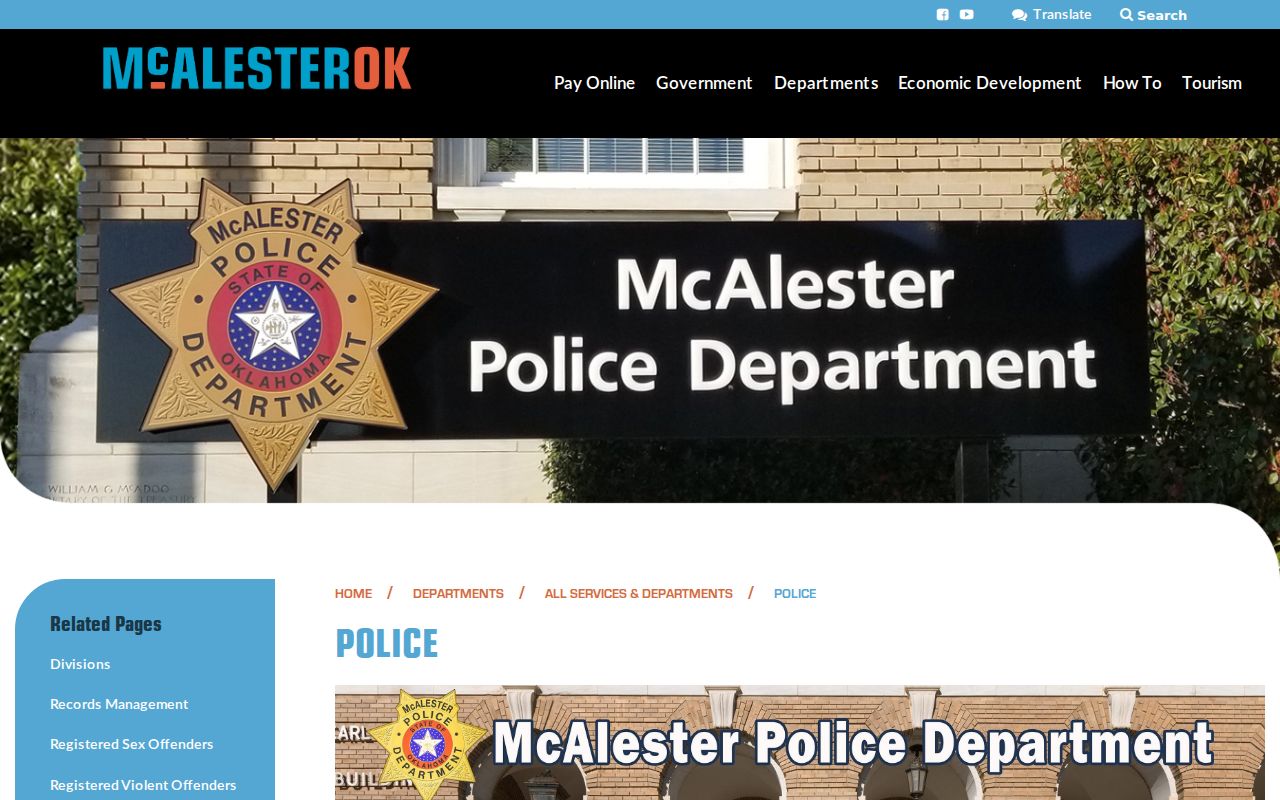 McAlester Pittsburg County warrant records police department contact