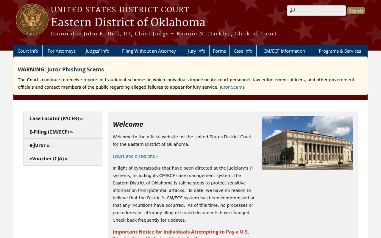 Pittsburg County arrest warrants federal court boundary
