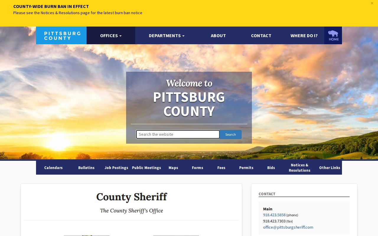 Pittsburg County active warrants sheriff profile and warrant service duty