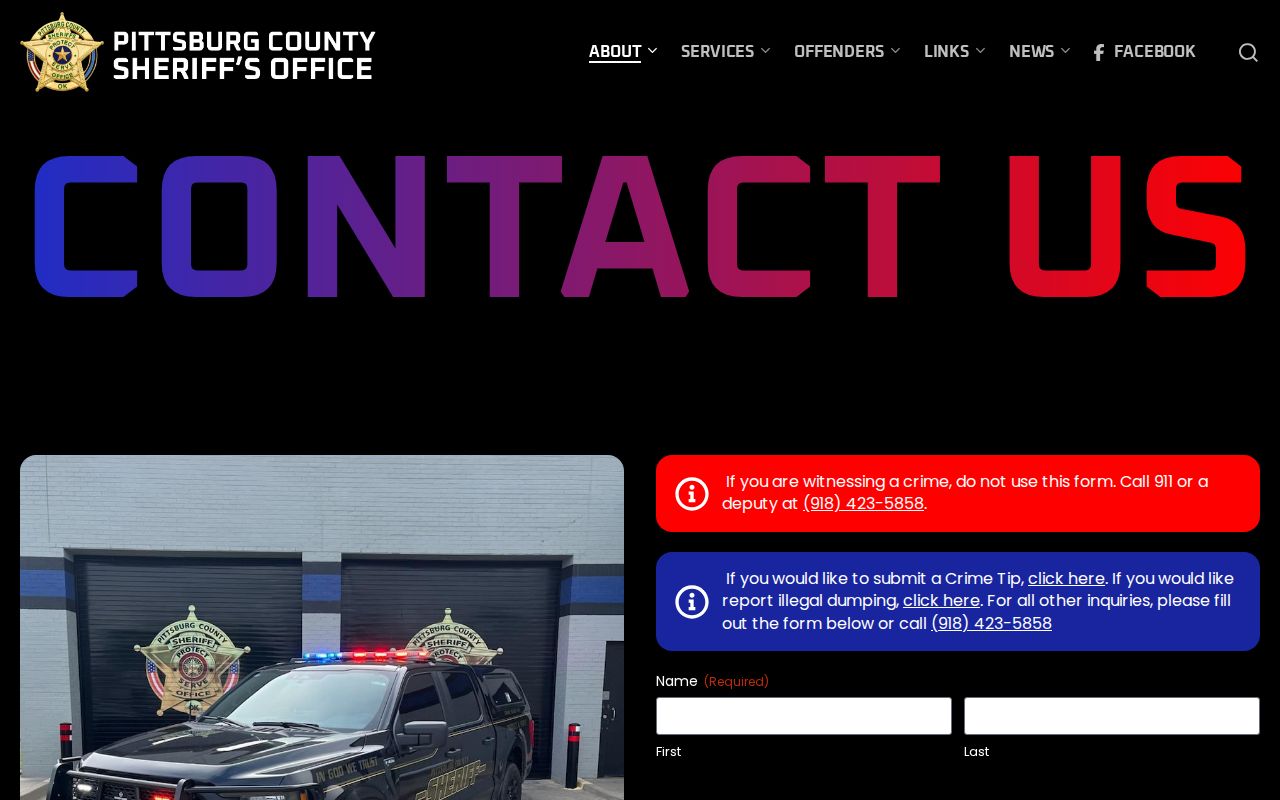 Pittsburg County warrant records sheriff contact form